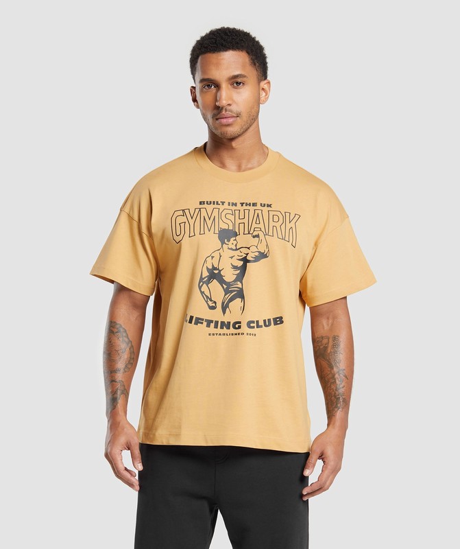 Gymshark Built in the UK T-Shirt T-Shirt Heren Geel | TMWL10438