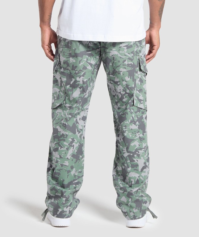 Gymshark Camo Print Woven Cargo Pants Broek Heren Groen | XSUL25641