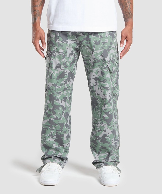 Gymshark Camo Print Woven Cargo Pants Broek Heren Groen | XSUL25641