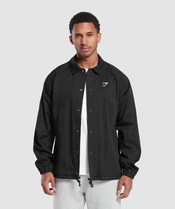 Gymshark Canvas Coach Jacket Jas Heren Zwart | ZXYB30719