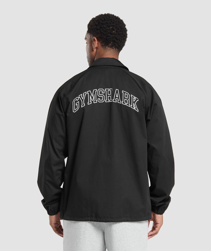 Gymshark Canvas Coach Jacket Jas Heren Zwart | ZXYB30719