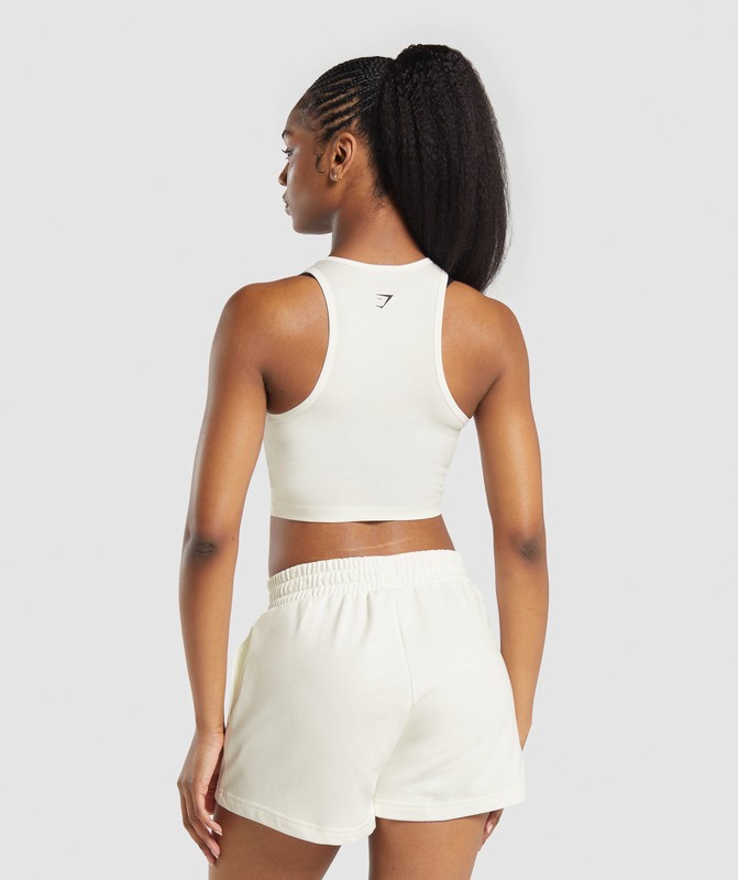 Gymshark Care Label Graphic Cropped Tank Tanktop Dames Wit | LSQN41923