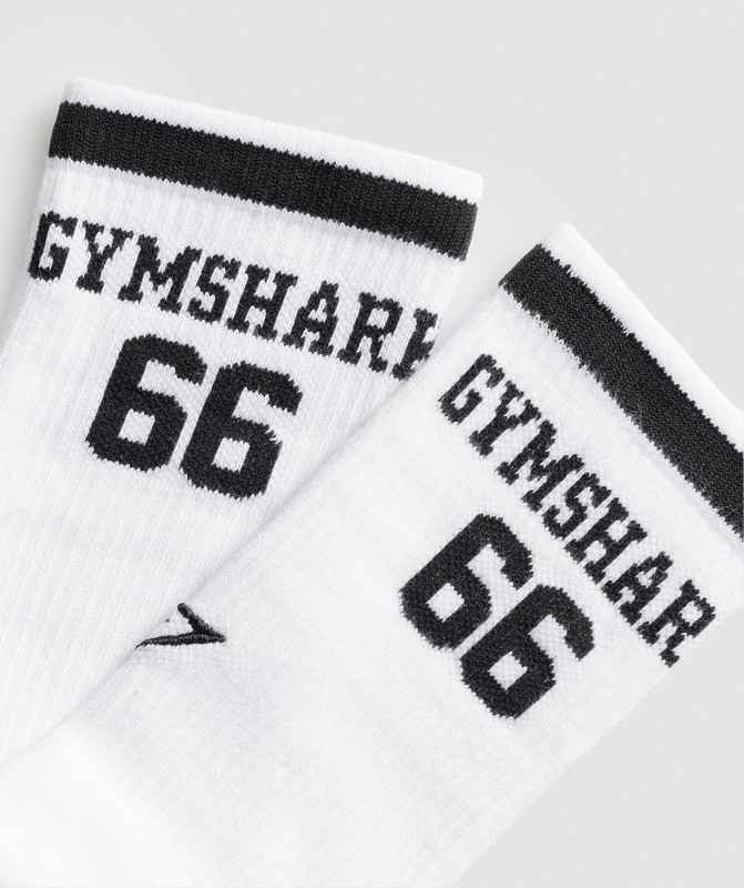 Gymshark Collegiate Graphic Crew Sock Sokken Heren Wit | LARD30859
