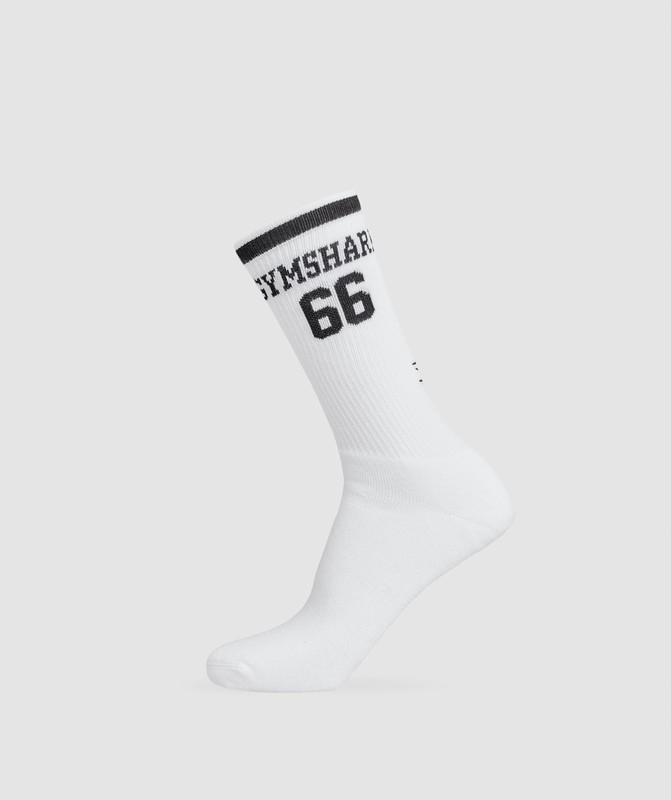 Gymshark Collegiate Graphic Crew Sock Sokken Dames Wit | YQFN24706