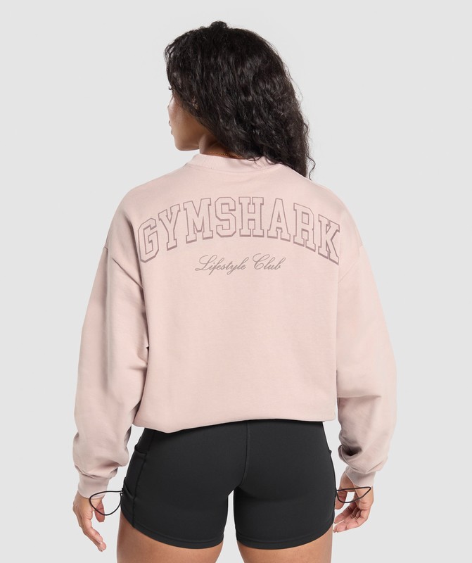 Gymshark Collegiate Sweatshirt Sweatshirts Dames Roze | FOGC69470