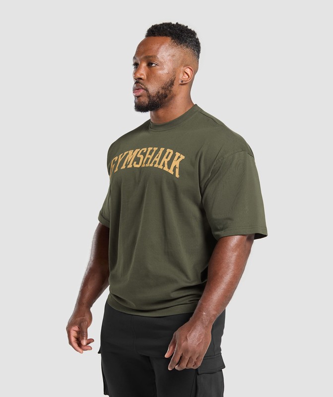 Gymshark Collegiate T-Shirt T-Shirt Heren Groen | USYD13792