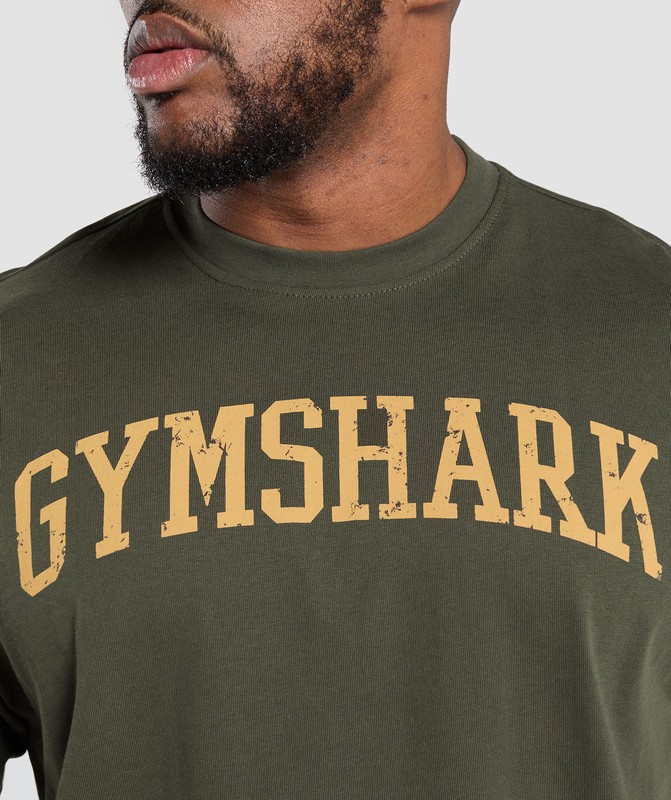 Gymshark Collegiate T-Shirt T-Shirt Heren Groen | USYD13792
