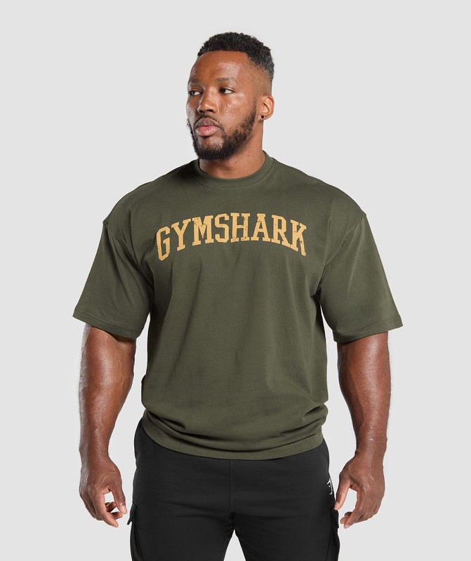 Gymshark Collegiate T-Shirt T-Shirt Heren Groen | USYD13792