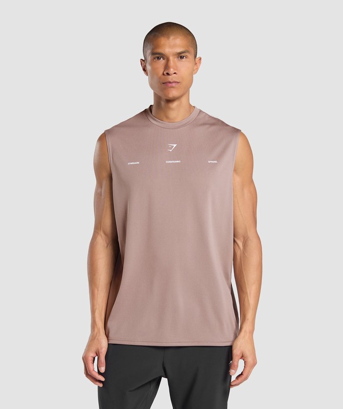 Gymshark Conditioning Apparel Cut Off Tank Tanktop Heren Powder Mauve | XHDF69124