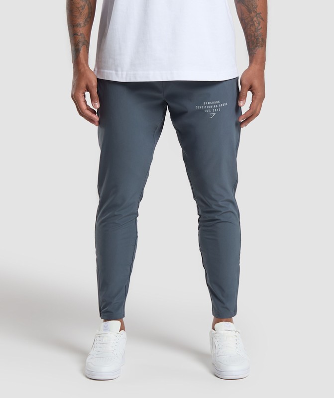 Gymshark Conditioning Goods Woven Joggers Joggingbroek Heren Titanium Blauw | GTDN17245