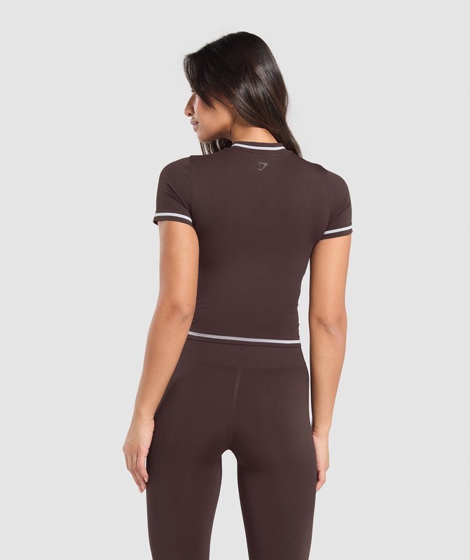 Gymshark Contrast Seamless Midi Tee T-Shirt Dames Bruin | RJEA86029