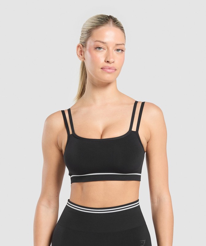 Gymshark Contrast Seamless Sports Bra Sport BH Dames Zwart | AZKX60724