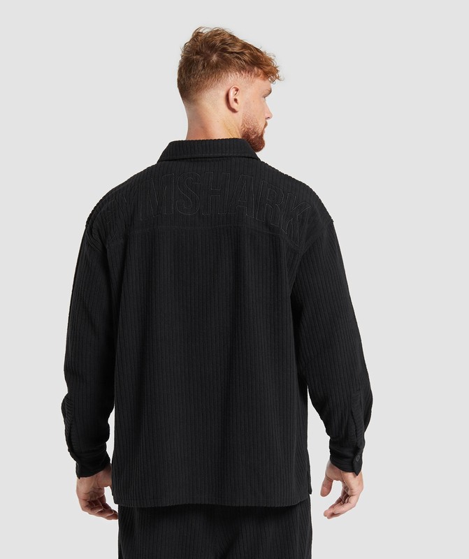 Gymshark Cord Overshirt Top Heren Zwart | MTSD89572