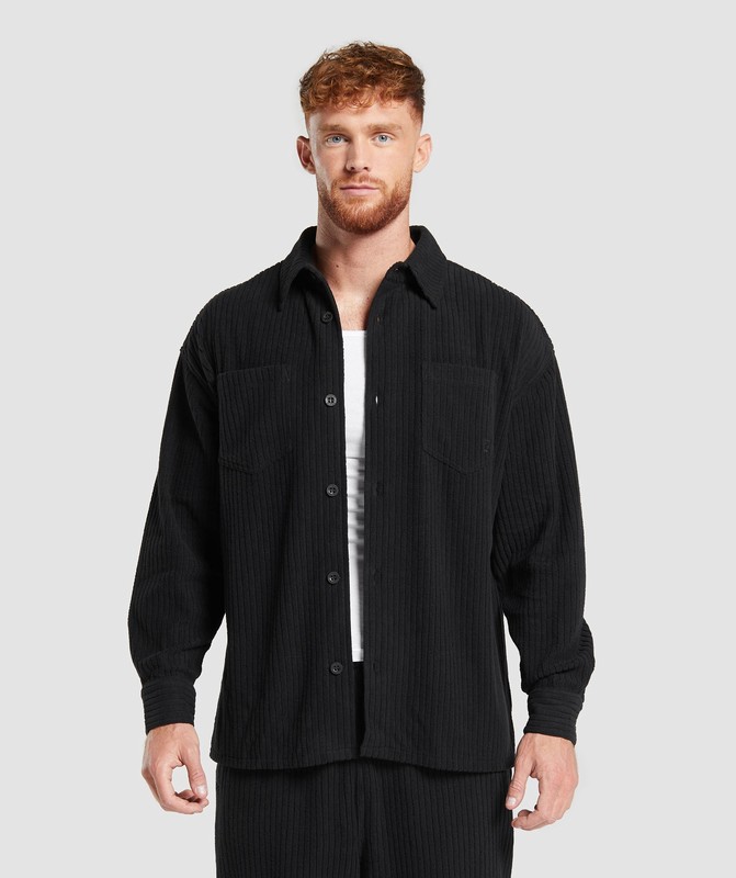 Gymshark Cord Overshirt Top Heren Zwart | MTSD89572
