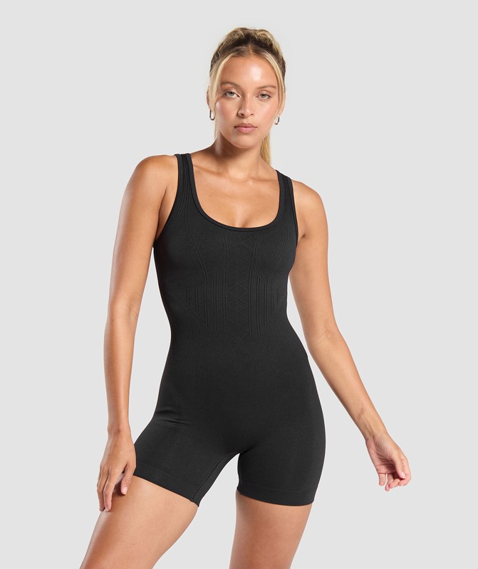 Gymshark Corset Seamless Bodysuit Bodysuit Dames Zwart | HPIM91870