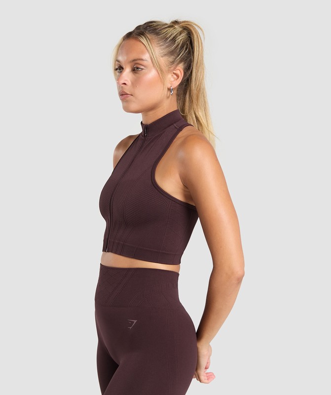 Gymshark Corset Seamless Crop Tank Tanktop Dames Bruin | ZSIG54316