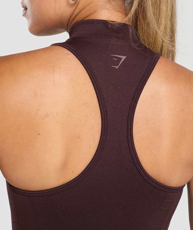 Gymshark Corset Seamless Crop Tank Tanktop Dames Bruin | ZSIG54316