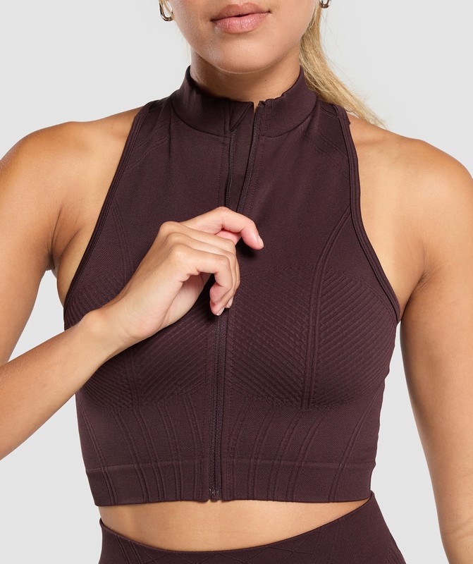 Gymshark Corset Seamless Crop Tank Tanktop Dames Bruin | ZSIG54316