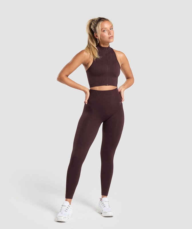 Gymshark Corset Seamless Crop Tank Tanktop Dames Bruin | ZSIG54316