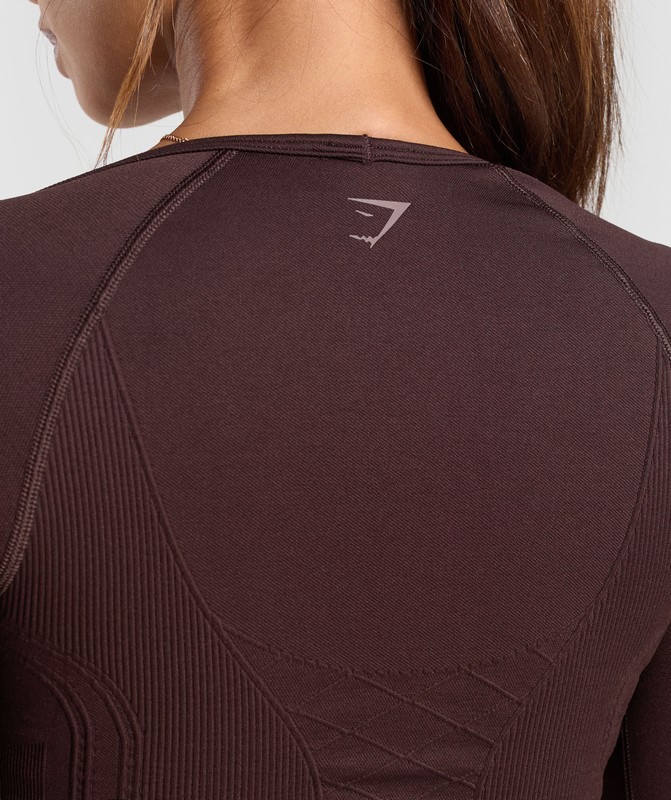 Gymshark Corset Seamless Long Sleeve Top Top Dames Bruin | WOXU43618