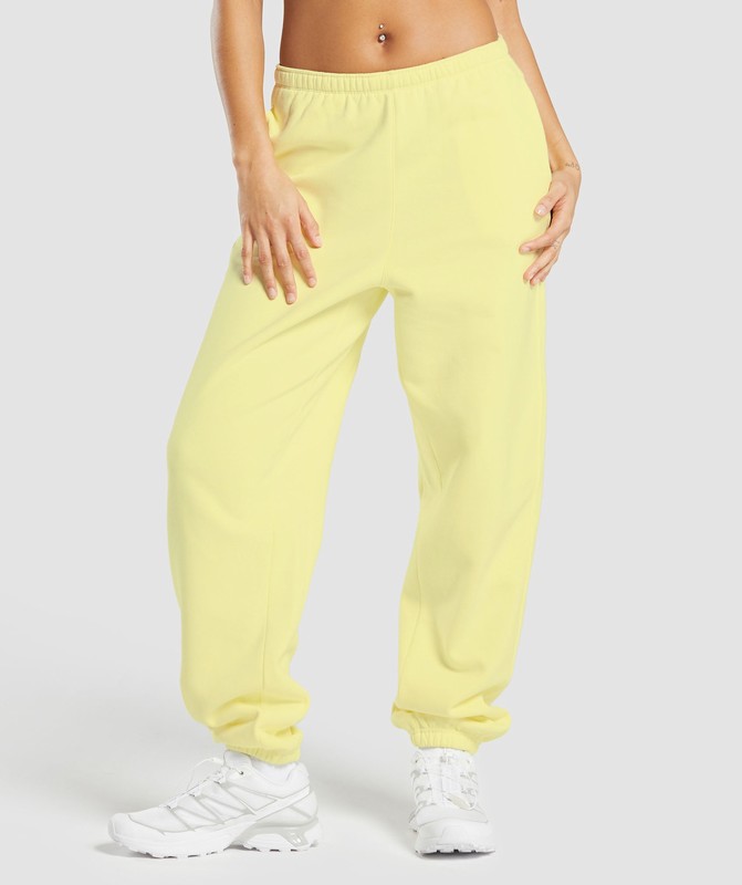 Gymshark Cosy Fleece Joggers Joggingbroek Dames Geel | VKTX20498