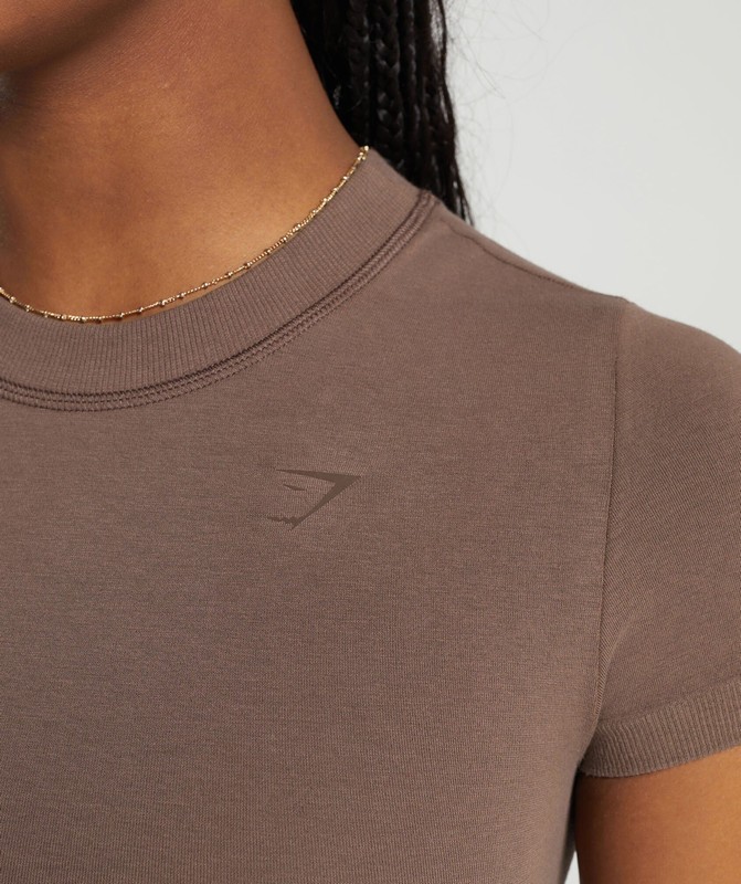 Gymshark Cotton Seamless Crop Top Crop Top Dames Bruin | QPYV10796
