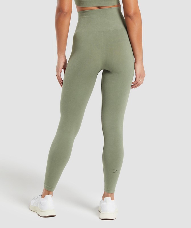 Gymshark Cotton Seamless Leggings Leggings Dames Groen | TLUI30145