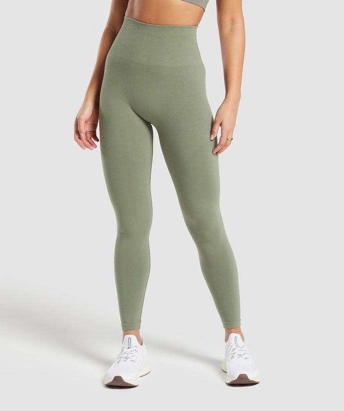 Gymshark Cotton Seamless Leggings Leggings Dames Groen | TLUI30145