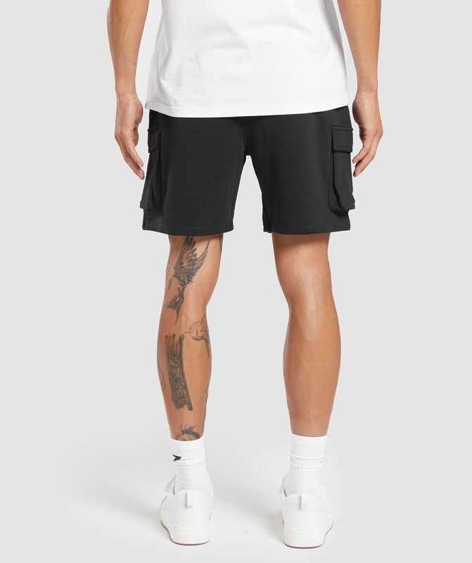 Gymshark Crest 7" Cargo Shorts Korte Broek Heren Zwart | IAUB74315
