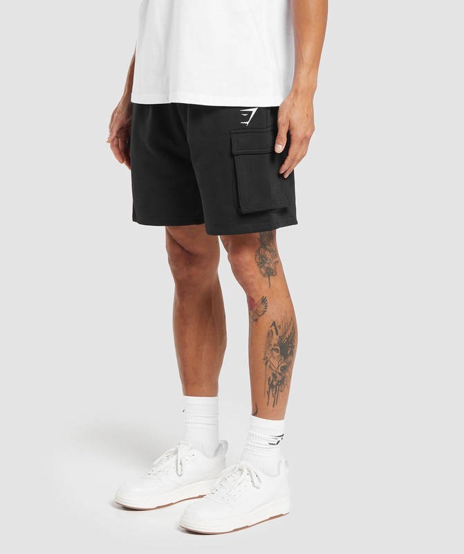 Gymshark Crest 7" Cargo Shorts Korte Broek Heren Zwart | IAUB74315