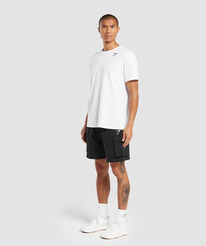 Gymshark Crest 7" Cargo Shorts Korte Broek Heren Zwart | IAUB74315