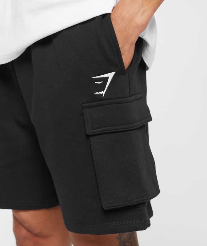 Gymshark Crest 7" Cargo Shorts Korte Broek Heren Zwart | IAUB74315