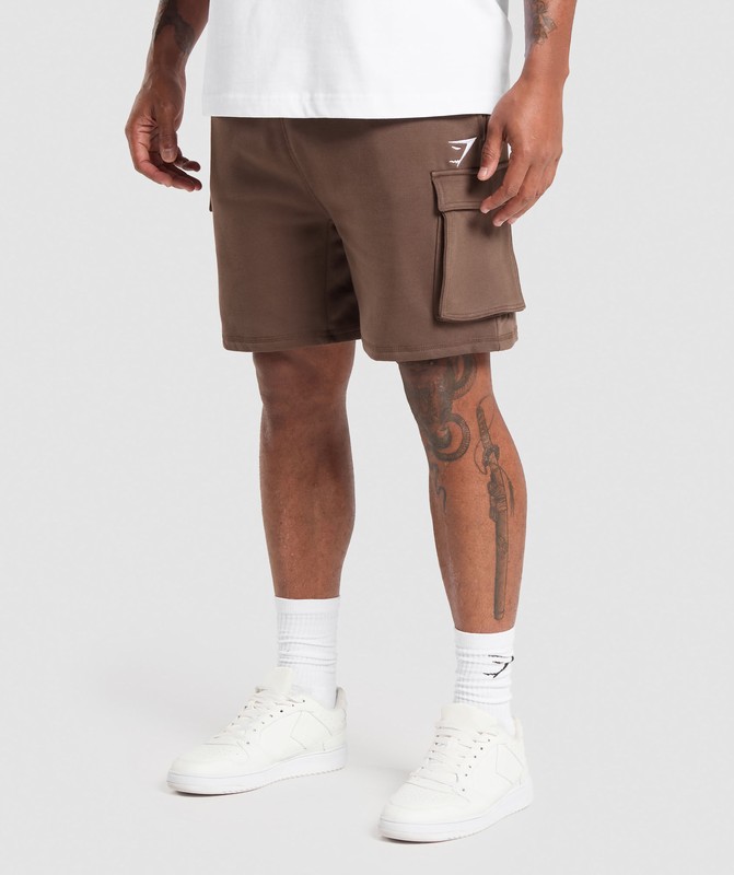 Gymshark Crest Cargo 7" Shorts Korte Broek Heren Bruin | YLKA21354