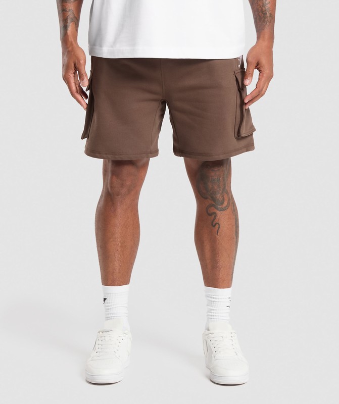 Gymshark Crest Cargo 7" Shorts Korte Broek Heren Bruin | YLKA21354