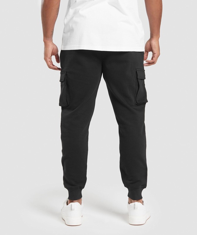 Gymshark Crest Cargo Joggers Joggingbroek Heren Zwart | RWKZ98567