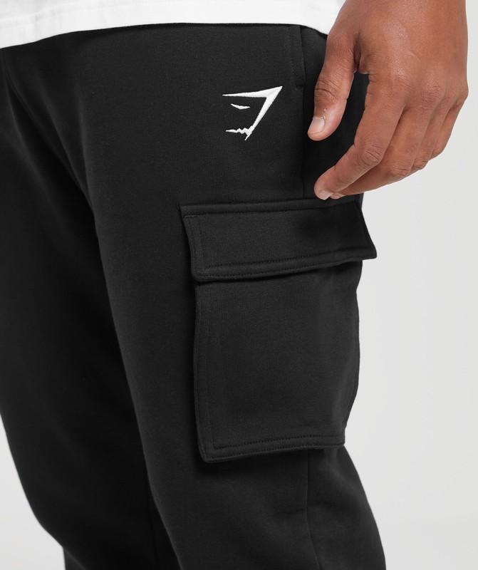 Gymshark Crest Cargo Joggers Joggingbroek Heren Zwart | RWKZ98567