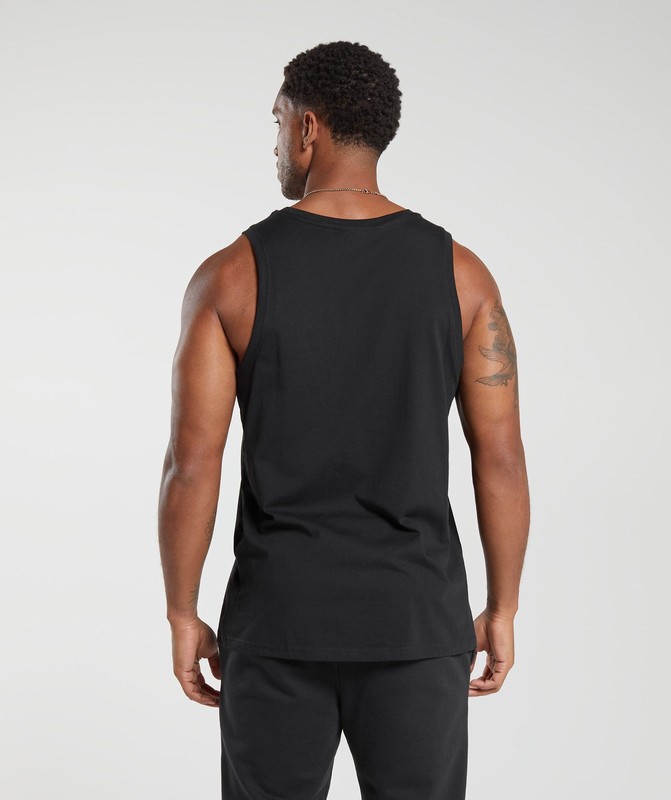 Gymshark Crest Cotton Tank Tanktop Heren Zwart | WXOT29613