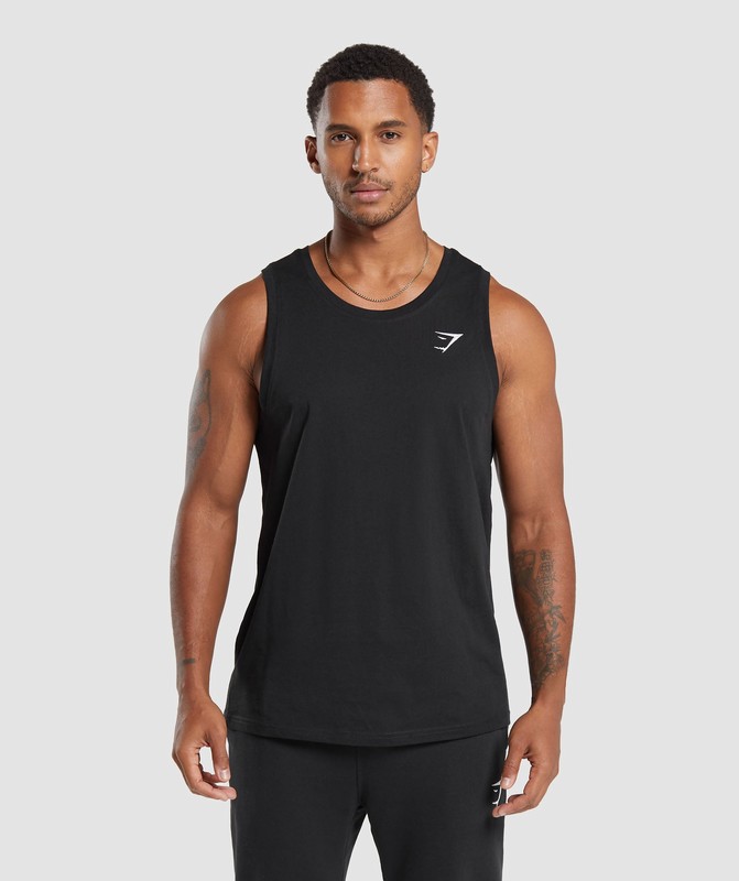 Gymshark Crest Cotton Tank Tanktop Heren Zwart | WXOT29613