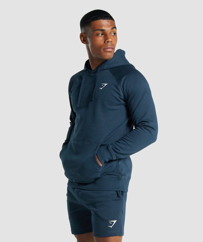 Gymshark Crest Hoodie Hoodie Heren Donkerblauw | YEFK49273