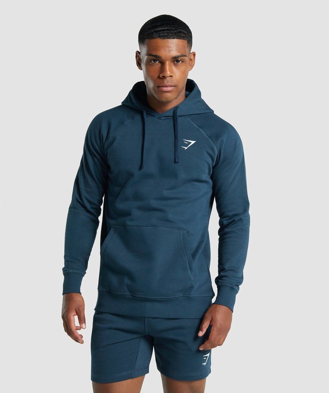 Gymshark Crest Hoodie Hoodie Heren Donkerblauw | YEFK49273