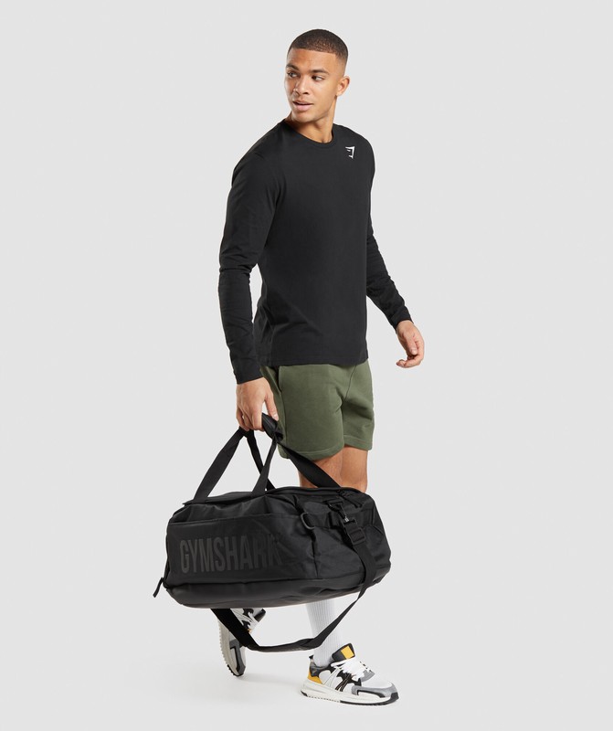 Gymshark Crest Long Sleeve T-Shirt T-Shirt Heren Zwart | ICUR98540