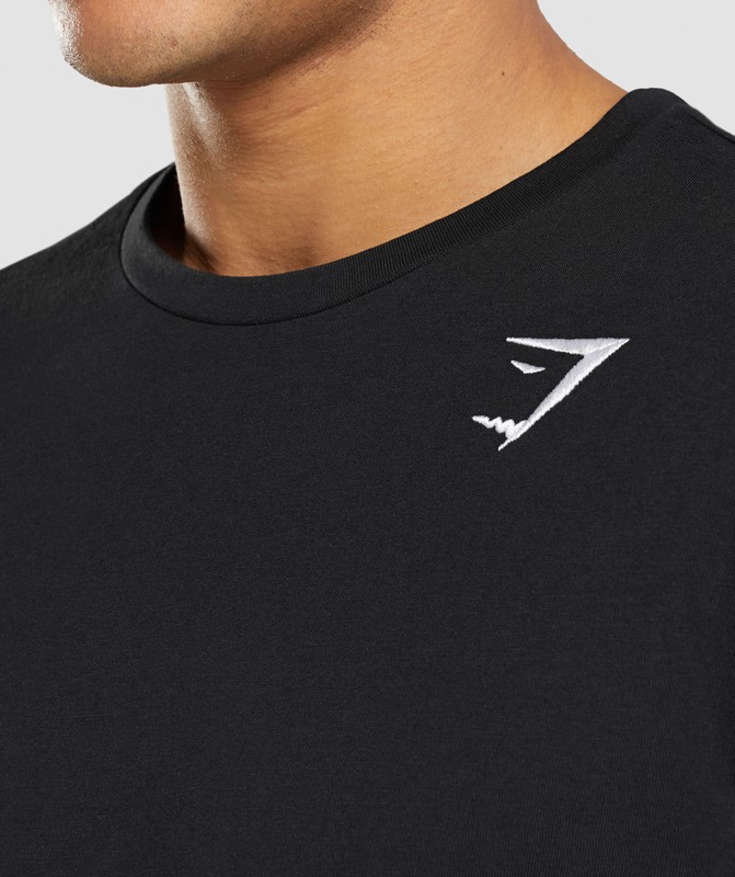 Gymshark Crest Long Sleeve T-Shirt T-Shirt Heren Zwart | ICUR98540