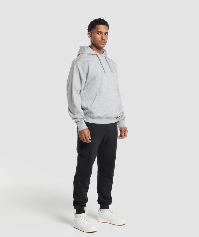 Gymshark Crest Oversized Hoodie Hoodie Heren Lichtgrijs | DKCQ39801