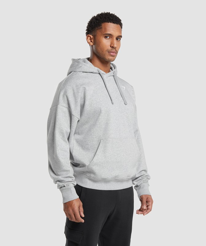 Gymshark Crest Oversized Hoodie Hoodie Heren Lichtgrijs | DKCQ39801