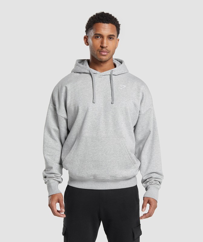 Gymshark Crest Oversized Hoodie Hoodie Heren Lichtgrijs | DKCQ39801