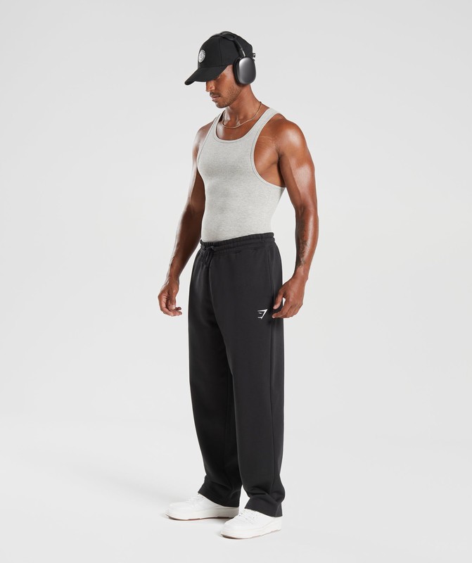 Gymshark Crest Straight Leg Joggers Joggingbroek Heren Zwart | YBWC73081