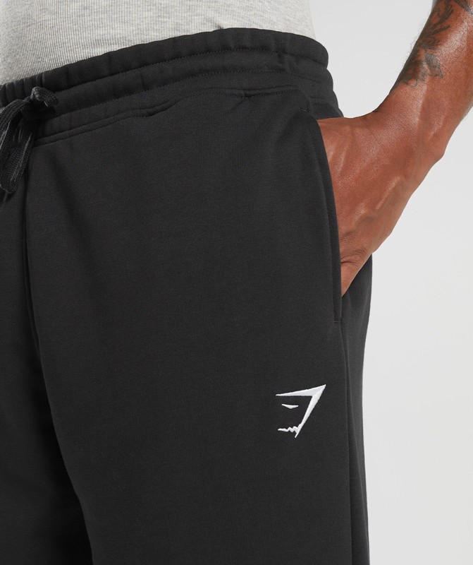 Gymshark Crest Straight Leg Joggers Joggingbroek Heren Zwart | YBWC73081