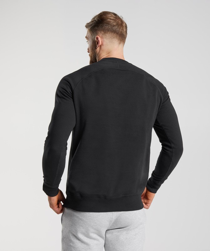 Gymshark Crest Sweatshirt Sweatshirts Heren Zwart | PVRZ74609