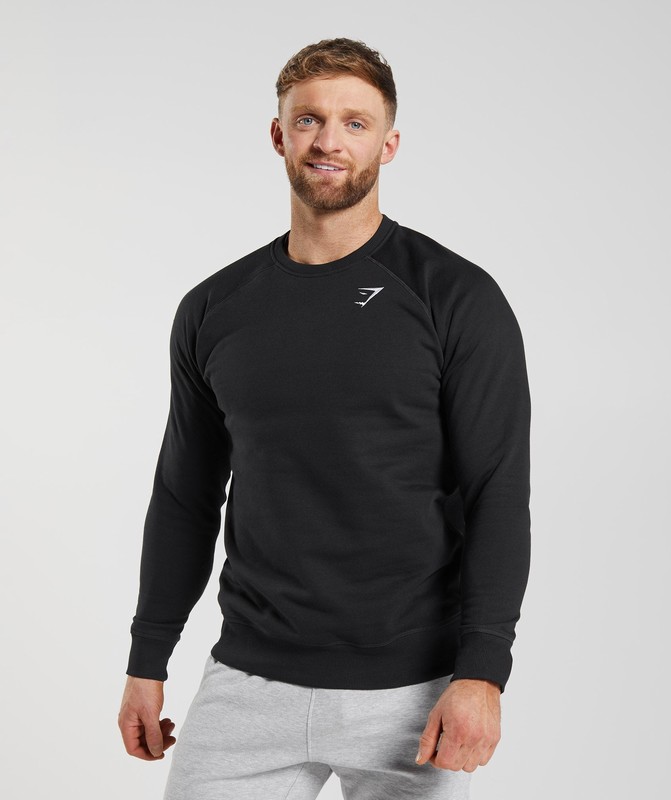 Gymshark Crest Sweatshirt Sweatshirts Heren Zwart | PVRZ74609