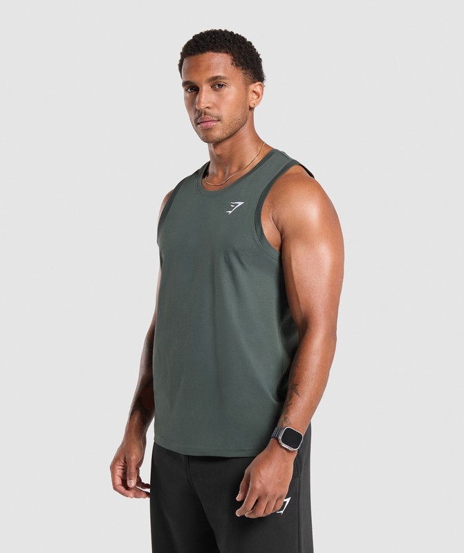 Gymshark Crest Tank Tanktop Heren Slate Teal | ASPH48013